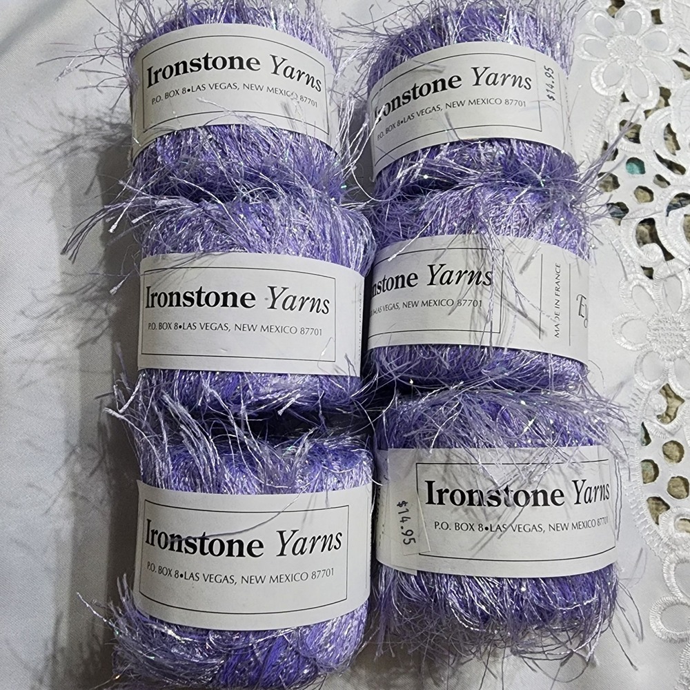 Ironstone Yarns Eyelast Lavender Purple Iridescent Eyelash Yarn Lot of 6 Skeins